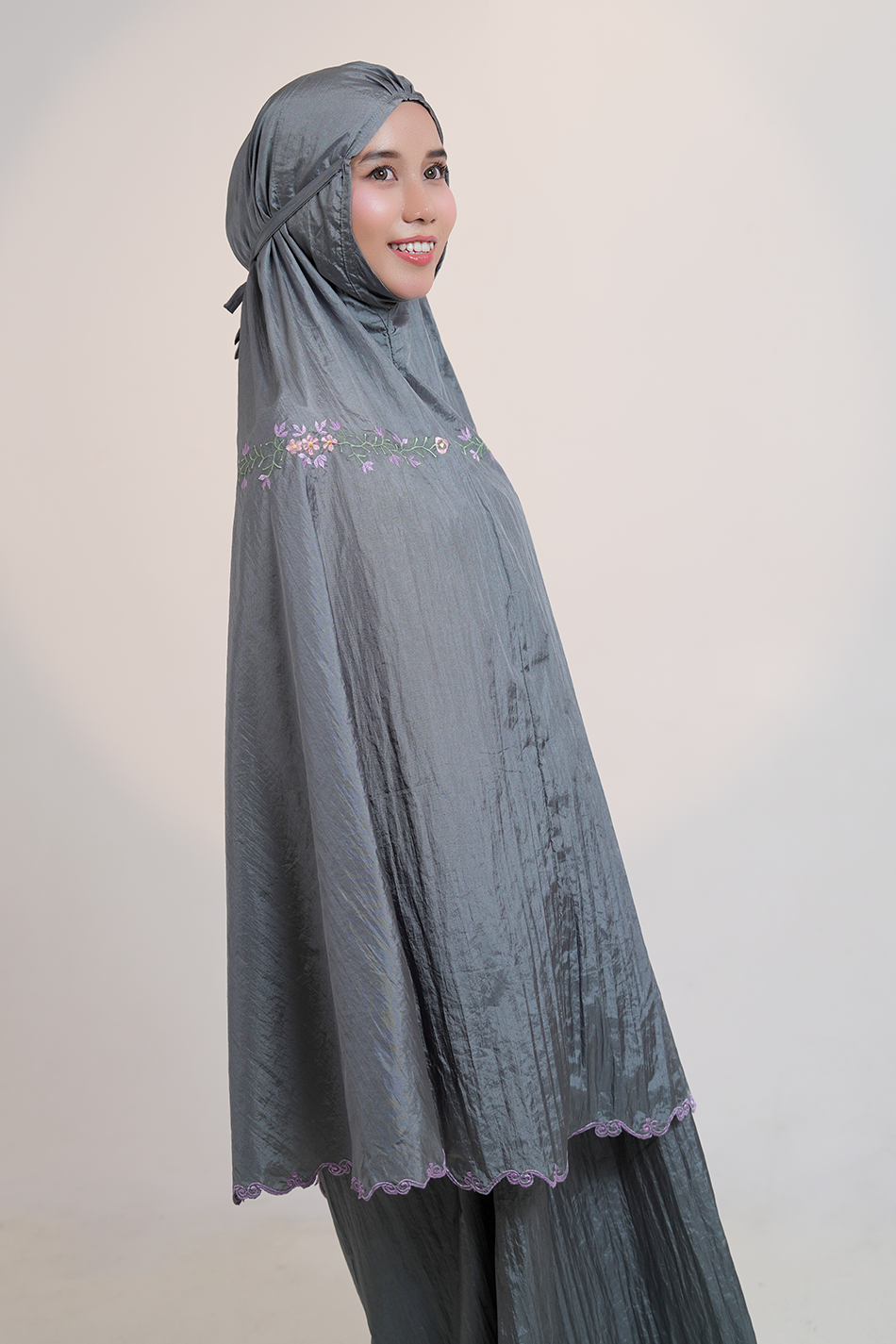 Peony Travel Telekung in Grey Prayer Wear