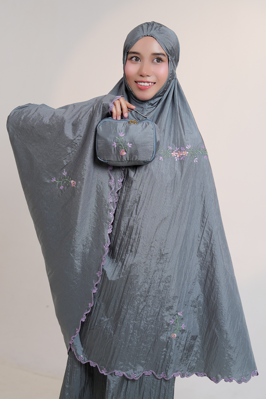 Peony Travel Telekung in Grey Prayer Wear