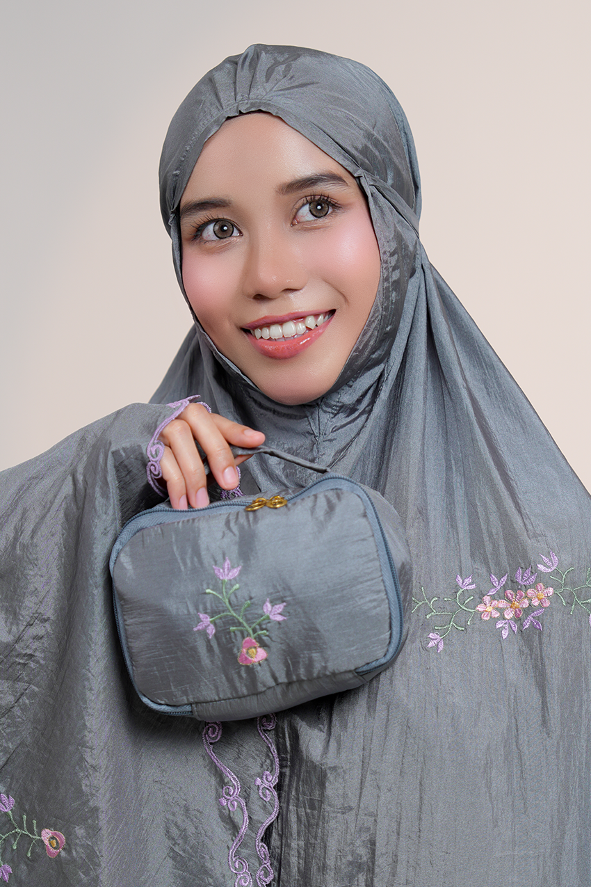 Peony Travel Telekung in Grey Prayer Wear