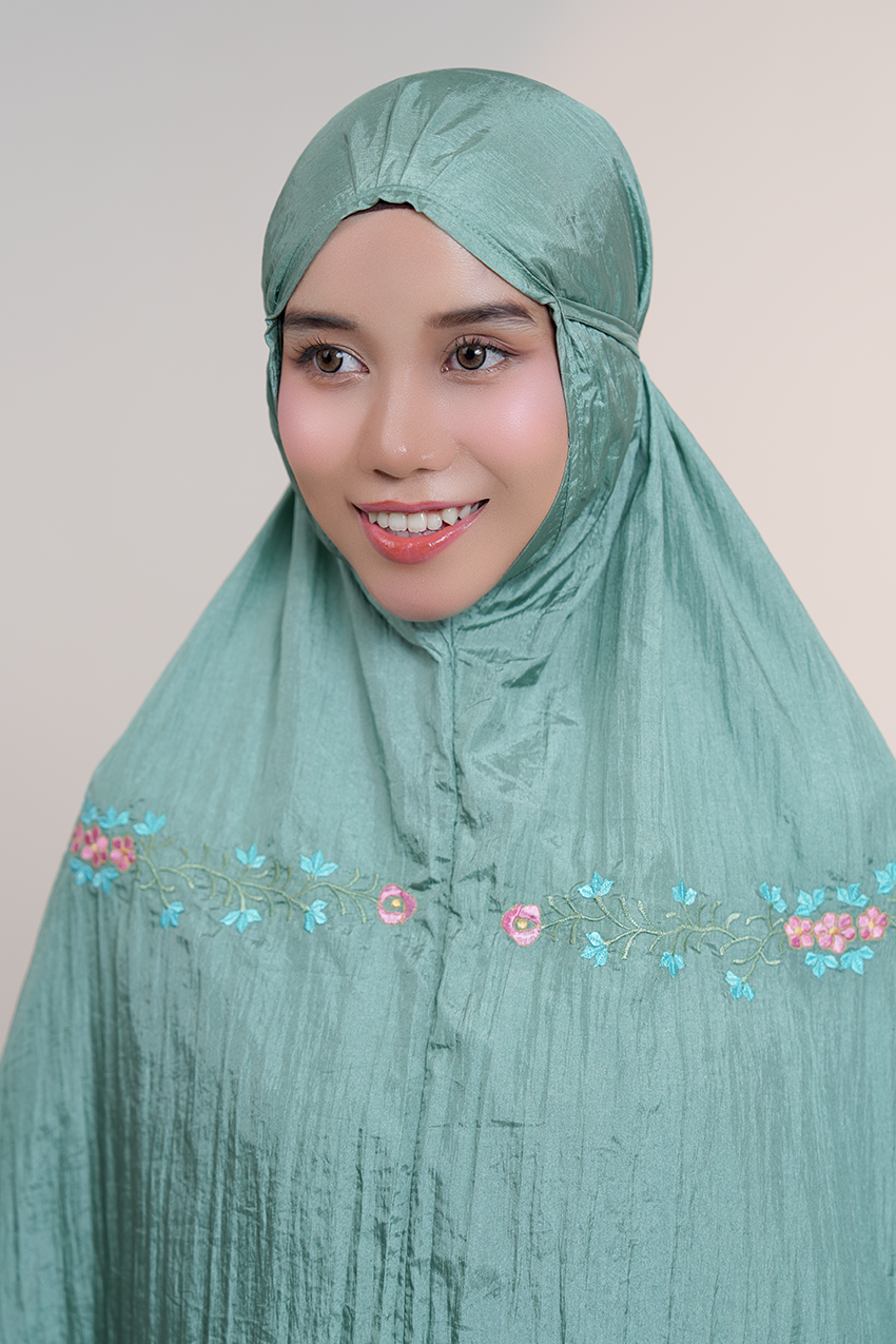 Peony Travel Telekung in Mint Prayer Wear