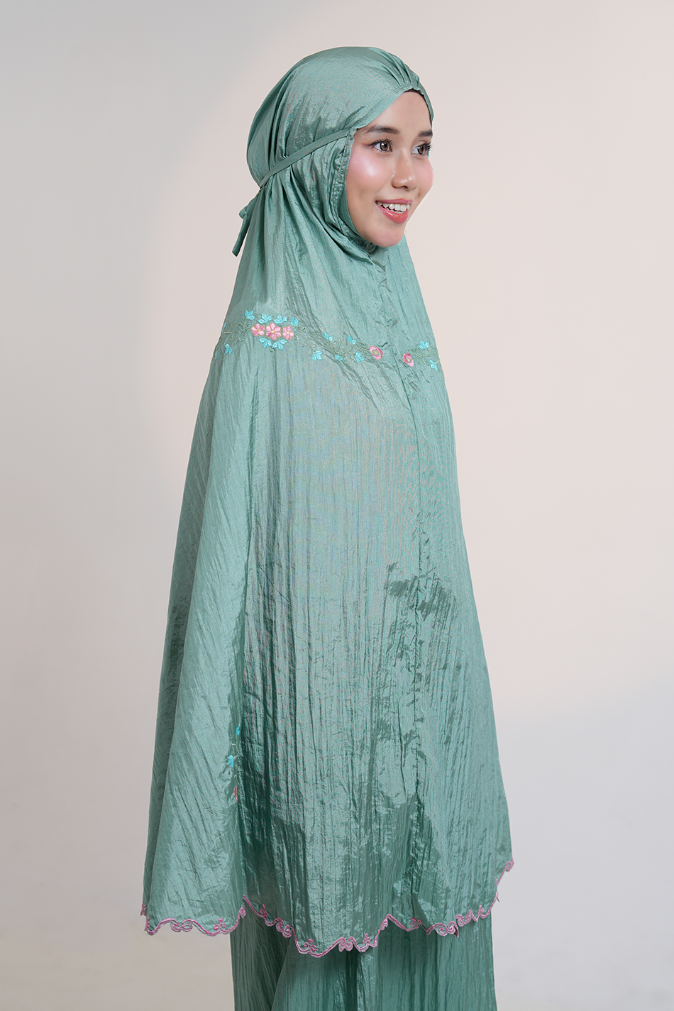 Peony Travel Telekung in Mint Prayer Wear