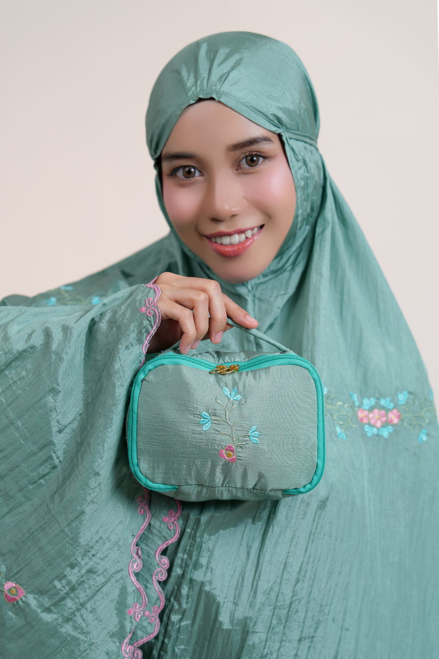 Peony Travel Telekung in Mint Prayer Wear