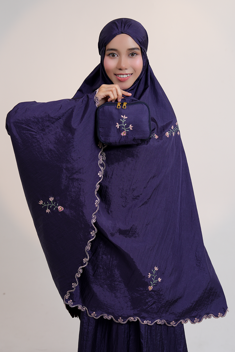 Peony Travel Telekung in Navy Prayer Wear