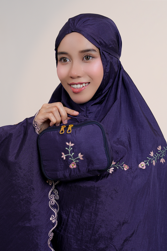 Peony Travel Telekung in Navy Prayer Wear