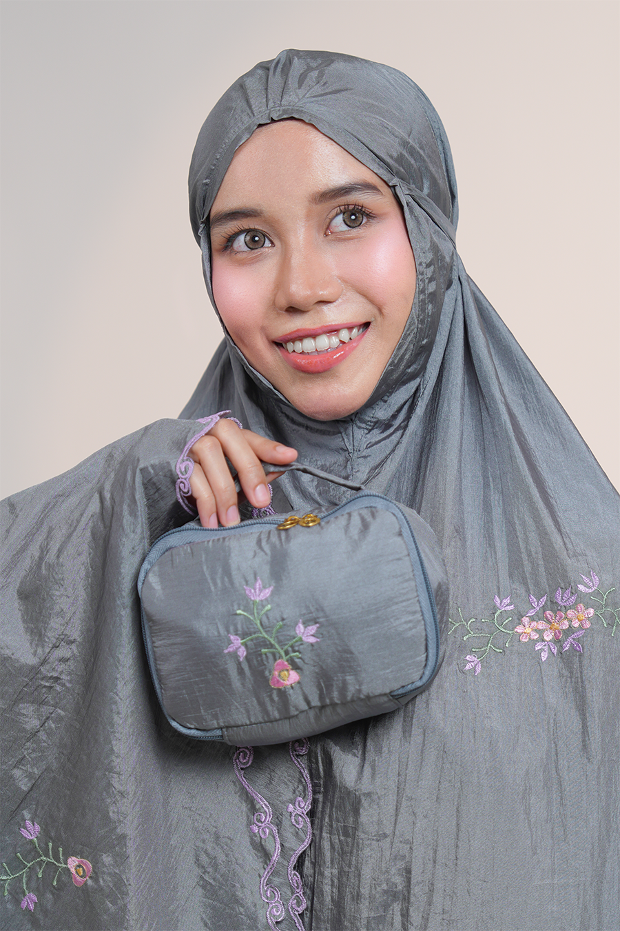 Peony Travel Telekung in Grey – #TELEKUNGTEA